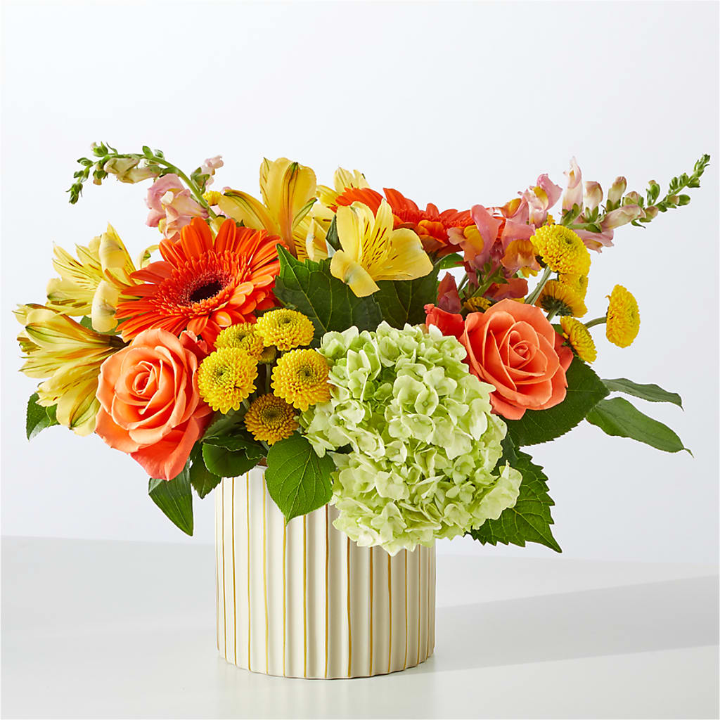 Autumn Sunshine Bouquet with Ivory Vase – JAN'S FLOWER BOUTIQUE, Thibodaux LA