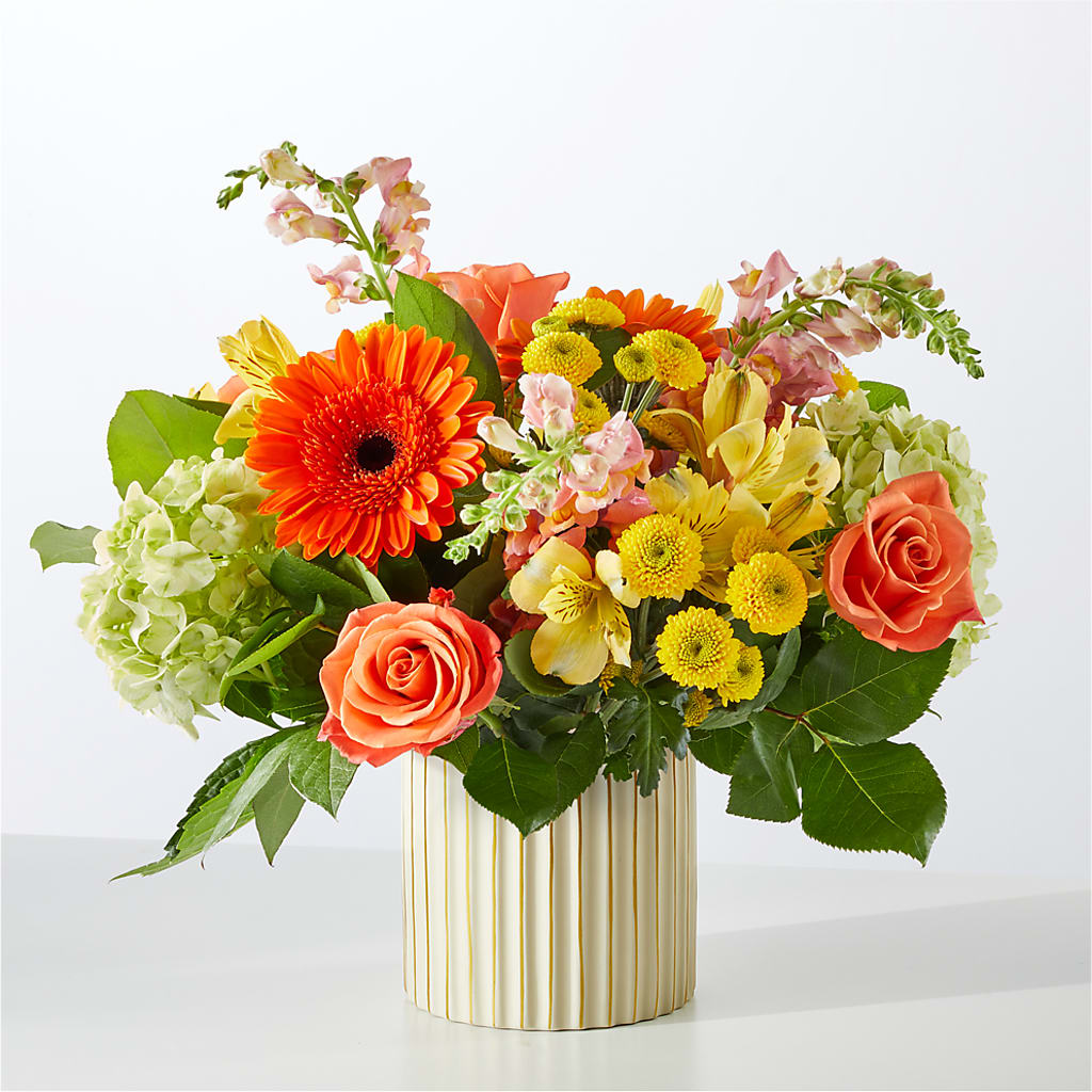 Autumn Sunshine Bouquet with Ivory Vase – JAN'S FLOWER BOUTIQUE, Thibodaux LA