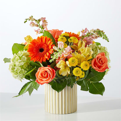 Autumn Sunshine Bouquet with Ivory Vase – JAN'S FLOWER BOUTIQUE, Thibodaux LA