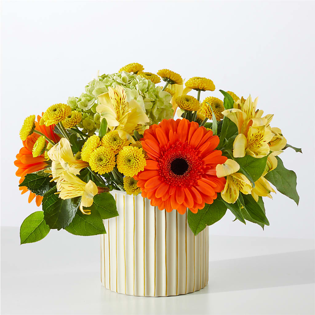 Autumn Sunshine Bouquet with Ivory Vase – JAN'S FLOWER BOUTIQUE, Thibodaux LA