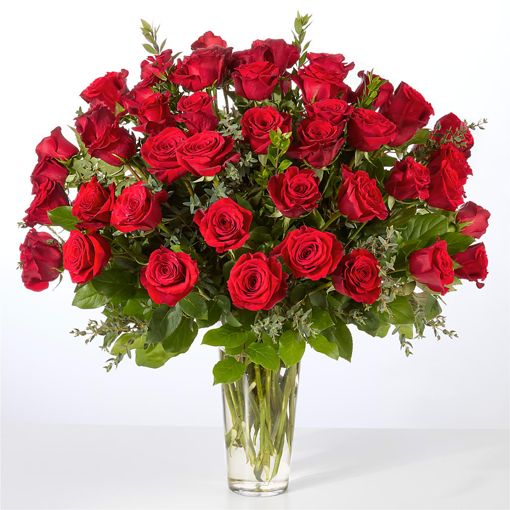 Forever Yours Fifty Stem Red Rose Bouquet – JAN'S FLOWER BOUTIQUE, Thibodaux LA
